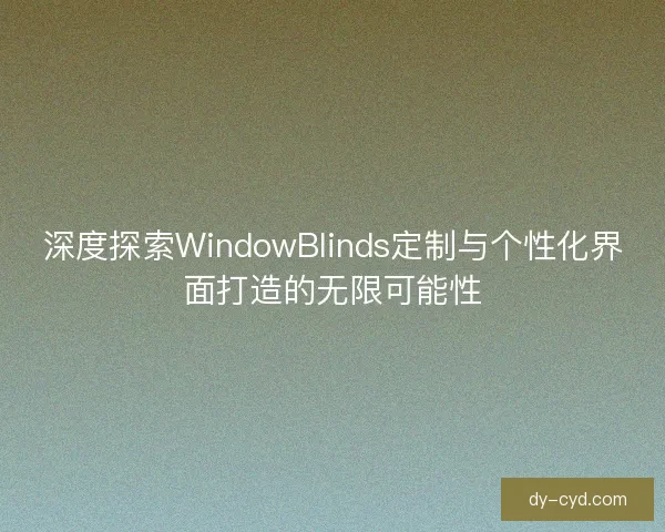 深度探索WindowBlinds定制与个性化界面打造的无限可能性