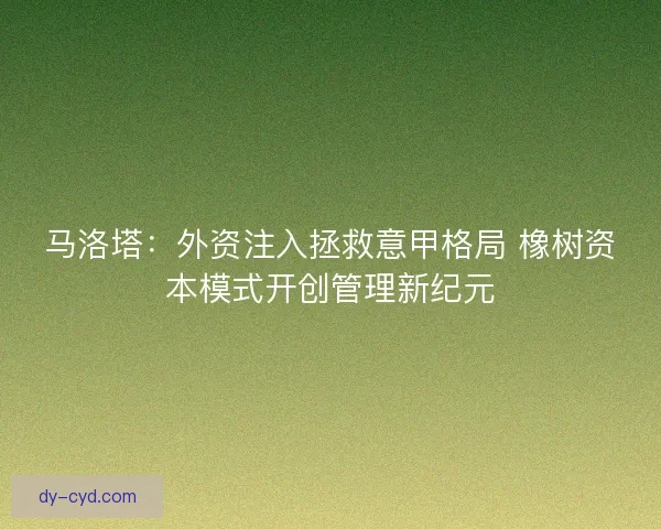 马洛塔：外资注入拯救意甲格局 橡树资本模式开创管理新纪元